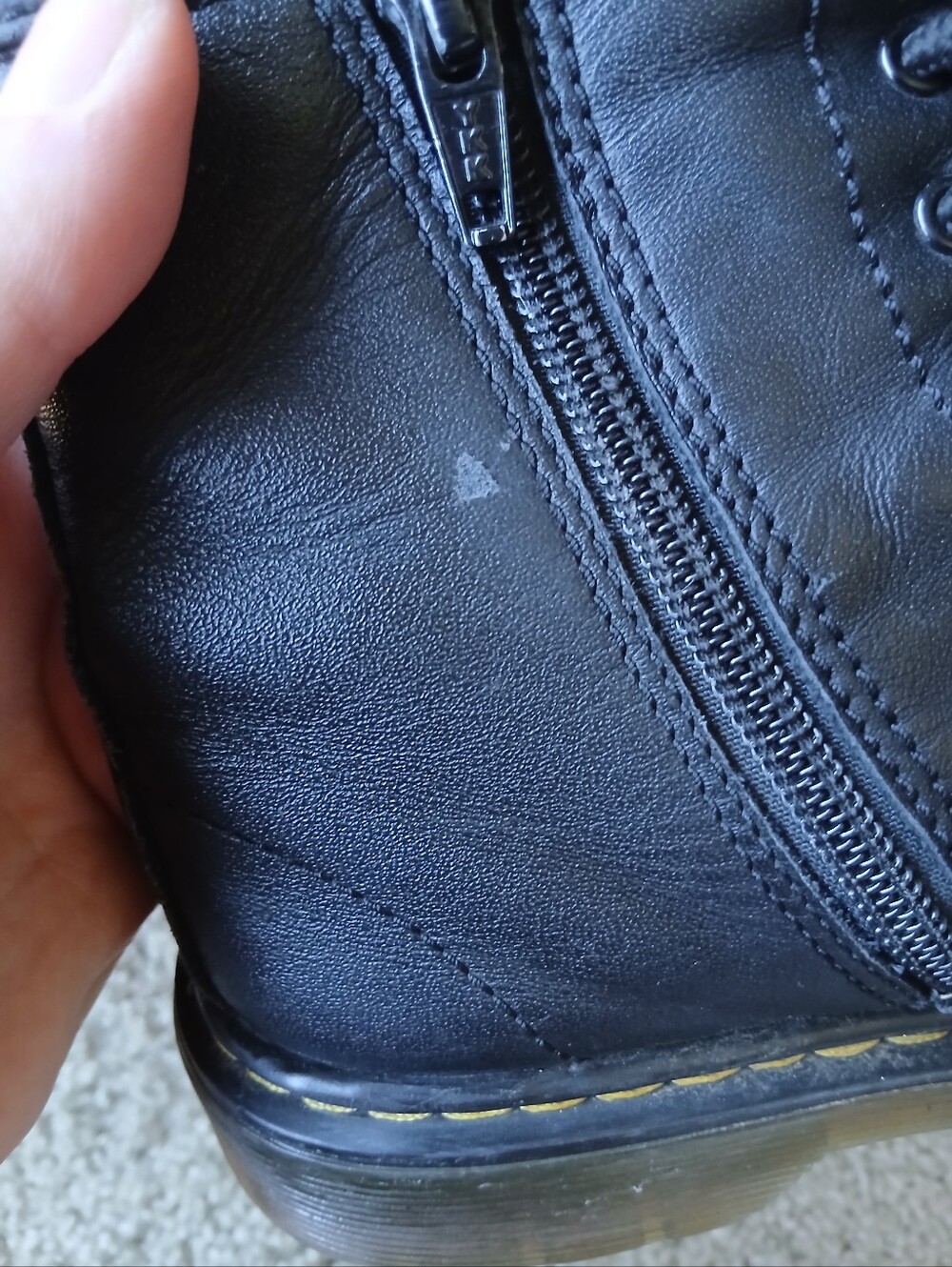 Dr. Martens Black Leather Lace-Up Combat Boots with Side Zip - Picture 6 of 10